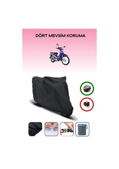 Siyah Arka Çanta Uyumlu Kanuni Tigrina 100 Uyumlu Motosiklet Brandası Motor Örtüsü
