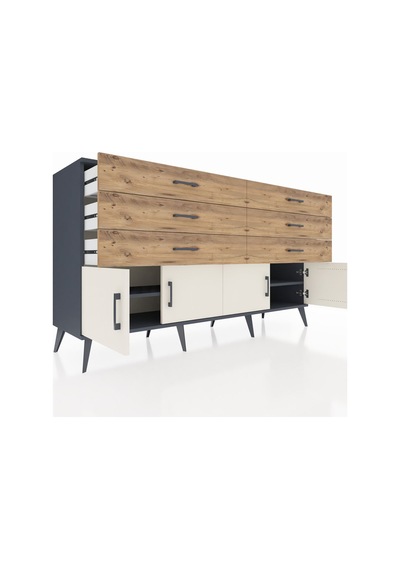 Hyperion Konsol 2 Raflı 6 Çekmeceli 4 Kapaklı 176x44x99 Antrasit- Antrasit-aytaşı/çam Hyperion Konsol 2 Raflı 6 Çekmeceli 4 Kapaklı 176x44x99 Antrasit- Antrasit-aytaşı/çam
