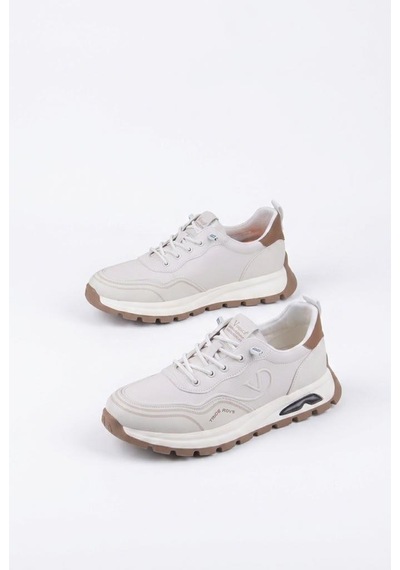 Pepita E350 Rahat Hafif Lastik Bağcıklı Özel Tasarım Spor Sneaker Erkek Ayakkabı Bej
