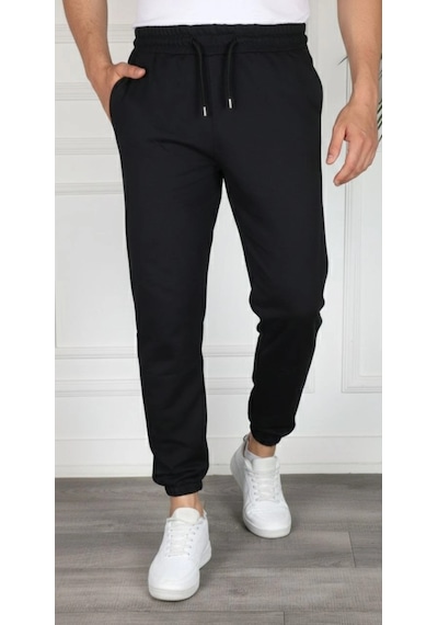 Barlashive Erkek Jogger Eşofman Altı Cepli, Paça Lastikli , Spor Pantolon - Siyah Çok Renkli