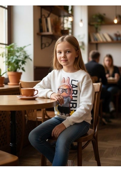 Kız Çocuk Pamuklu Baskılı Karakter Baskılı Tasarım Sweatshirt-16400 Ekru Kız Çocuk Pamuklu Baskılı Karakter Baskılı Tasarım Sweatshirt-16400 Ekru