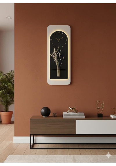 Açelya Ahşap Pilli Ledli İskandinav Tarzı Salon Duvar Rafı Modern Çiçeklik 40x100 Cm Paris Grisi - Antrasit