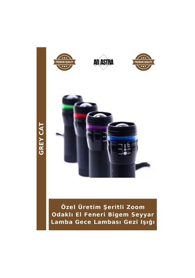 Özel Üretim Şeritli Zoom Odaklı El Feneri Bigem Seyyar Lamba Gece Lambası Gezi Işığı Belirtilmemiş