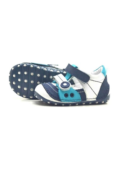 Hapshoe Hakiki Deri Mavi Cırtlı Yazlık Ilk Adım Ayakkabı (372301007) Mavi