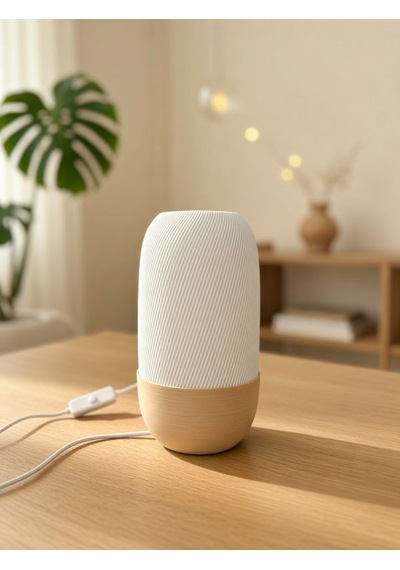 Modern Ribbed Dokulu Gece Lambası - Işık Led Abajur Yatak Başı Dekoratif Lamba Beyaz