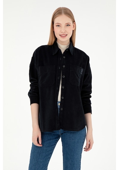U.S. Polo Assn. Kadın Siyah Uzun Kollu Gömlek 50290001-VR046