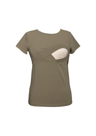 Luvmabelly Maternity 2501 2516 Pamuklu Lohusa Emzirme Tshirt 9 Renk Mevcut -haki