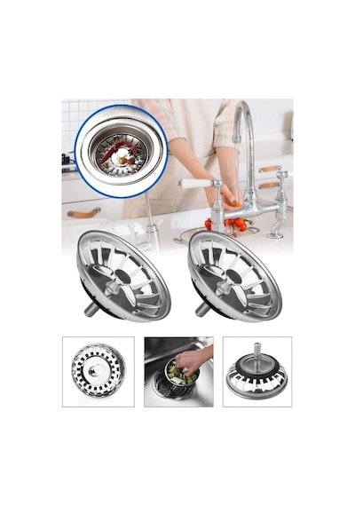 Çöpmak Paslanmaz Çelik Sifon Süzgeci 8 Cm Lavabo Evye Süzgeci Lavabo Gider Süzgeci Standart