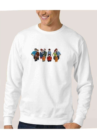 Southpark Baskılı Beyaz Erkek Örme Sweatshirt