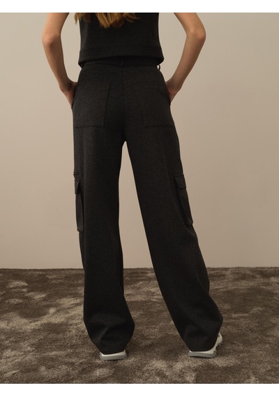 Xint Siyah Pamuk Dokulu Regular Fit Kargo Pantolon 470428