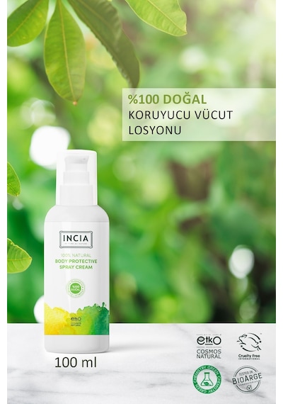 INCIA %100 Doğal Koruyucu Vücut Losyonu Sprey Yenidoğan Bebek Çocuk İçin Limon Okaliptus Vegan 100 ml