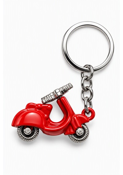 Ocean Pole Kırmızı Scooter Anahtarlık Hareketli Ve Paslanmaz Metal Tasarım Gümüş