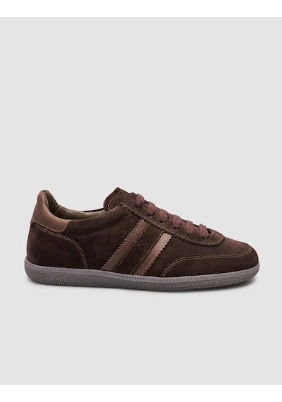 Hakiki Deri Koyu Kahverengi Bağcıklı Kadın Sneaker Kahverengi