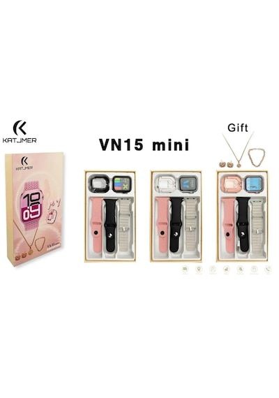 Katjmer VN15 Mini 5in1 Akıllı Saat + 3 Kordon Takı Seti +Bluetooth Kulaklık (Distribütör Garantili) Katjmer VN15 Mini 5in1 Akıllı Saat + 3 Kordon Takı Seti +Bluetooth Kulaklık (Distribütör Garantili)