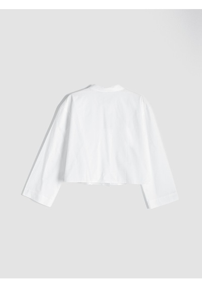 Lcw Modest Ekru Nakışlı Poplin Kadın Gömlek