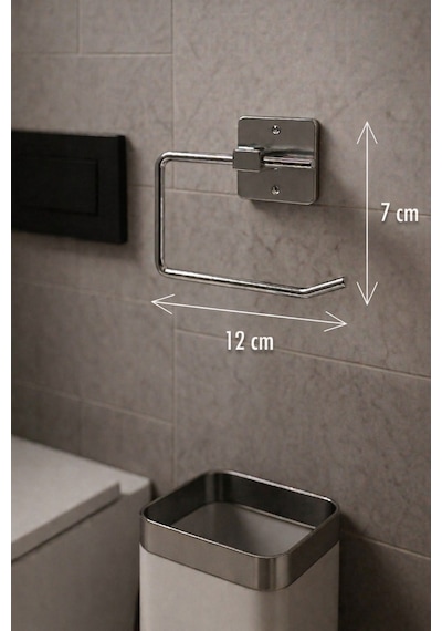 Sas Haus Yapışkanlı Krom WC Kağıtlık / Tuvalet Kağıtlık – Deliksiz Montaj, Ergonomik Tasarım KS-001