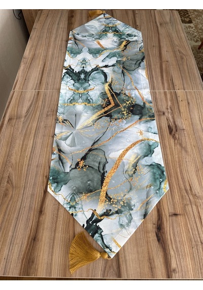 Mermer Gold Desenli Runner Çok Renkli