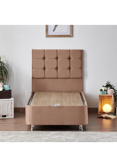 Nironyatak Niron Rama Baza Ve Başlık Seti 100 x 200 CM Cm Tek Kişilik Sütlü Kahve