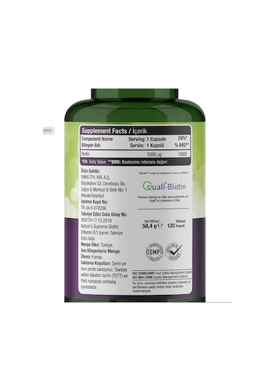 Nature's Supreme Biotin 5000 Mcg 120 Kapsül