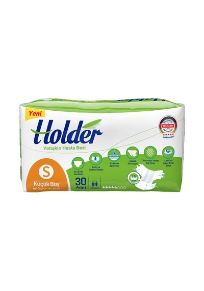 Holder Tekstil Yüzey Bel Bantlı Yetişkin Hasta Bezi Küçük Boy S 30'Lu