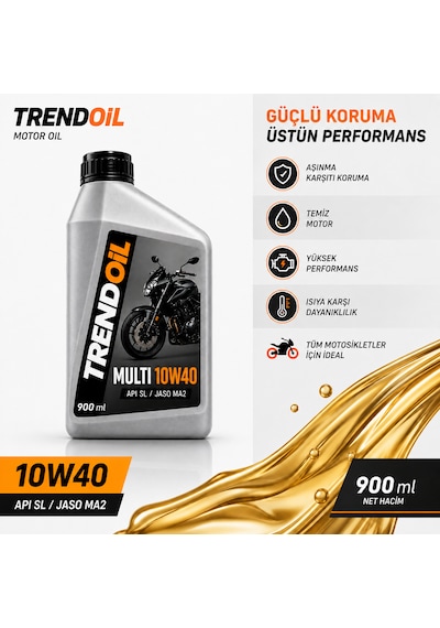 Trendoil Multi 10w40 Scooter Ve Motosiklet Motor Yağı Apı Sl Jaso Ma2 900ml