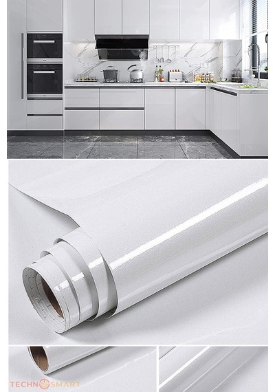 TechnoSmart 60x500cm Beyaz Simli Kendinden Yapışkanlı Parlak Duva