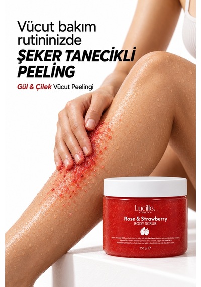 Lucille %100 Vegan Çilek Aromalı Vücut Scrub 250 ML