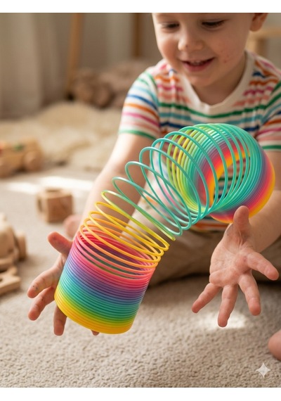 Büyük Boy Gökkuşağı Stres Yayı Oyuncak Stres Yayı - 8 Cm Çapında - 1 Adet