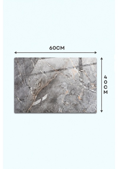 Gökçeoğlu Cam Ocak Arkası Koruyucu Cam Koruyucu Tezgah Ankastre Arkası Pacific Mermer 40cm X 60cm Çok Renkli