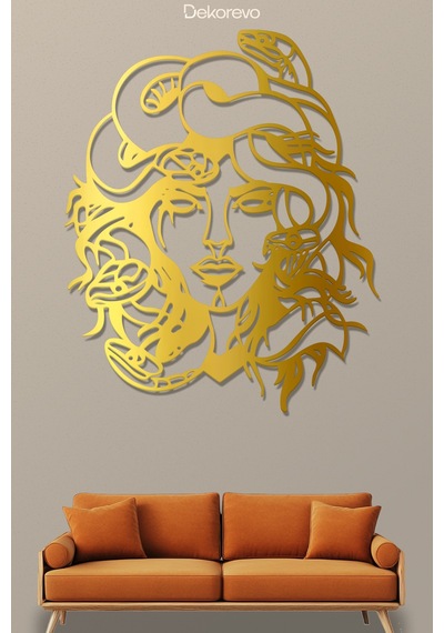 Medusa Metal Duvar Tablosu - Altın - 21 X 30 Cm