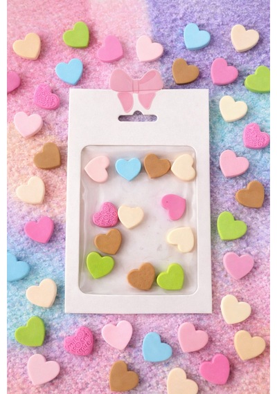 Pastel Heart 3d Nail Charm Set Soft Color Mix