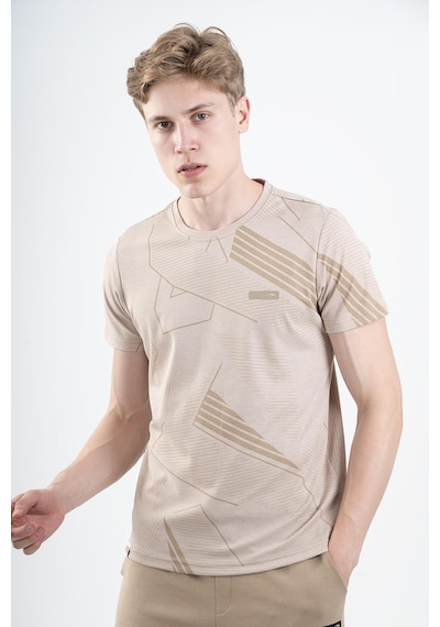 Maraton Sportswear Regular Erkek Bisiklet Yaka Kısa Kol Basic Açık Vizon T-Shirt 21580-Açık Vizon