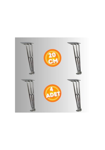 20 Cm Metal Boncuklu Koltuk Ayağı Mobilya Ayağı Ünite Ayağı Konsol Ayağı Puf Berjer Ayağı 4adet Krom