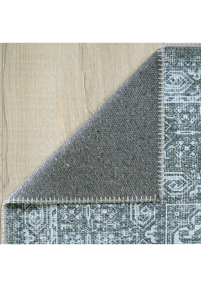 Cool Halı Private Xw Füme Rengi Vintage Halı Şönil Yıkanabilir Modern Klasik Desenli Salon Halısı Mavi