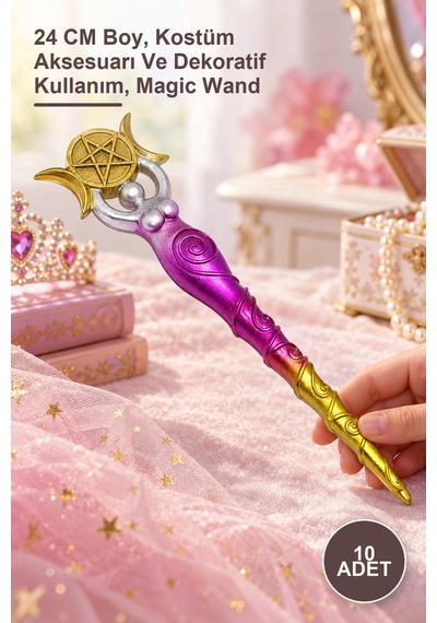 10 Adet Polyester Sihirli Asa 24 Cm Boy, Kostüm Aksesuarı Ve Dekoratif Kullanım, Magic Wand
