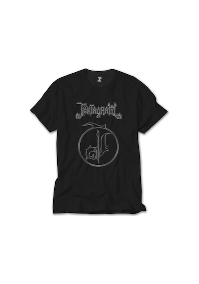Pentagram Yazı Bir Logo Siyah Tişört