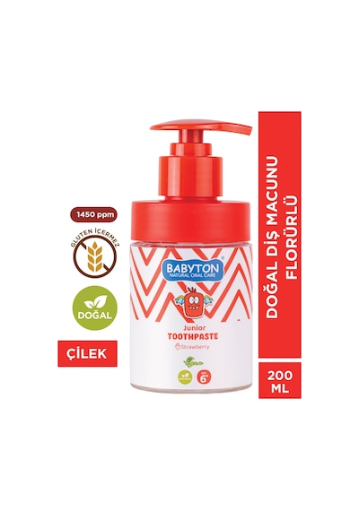 Doğal Çilekli 6 Yaş Ve Üzeri Florürlü Diş Macunu Pompalı 200 Ml Temel Bakım