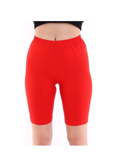 Self Clothing Kadın Kırmızı Penye Kumaş Yüksek Bel Kısa Tayt Slf1295