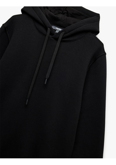 Koton Şardonlu Uzun Kollu Basic Kapşonlu Sweatshirt Siyah 6wam70015mk Siyah