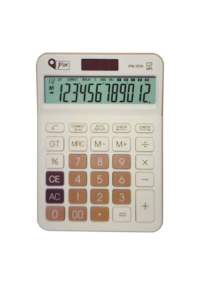 Pin 101g 12 Hane Altın Rengi Hesap Makinesi