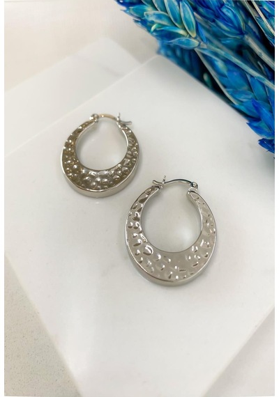 Demokan Kadın Küpe Vintage Taşlanmış Yuvarlak Küpe 001