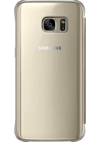 Samsung Galaxy S7 G930 Uyumlu Clear View Cover Akllı Kılıf Gold
