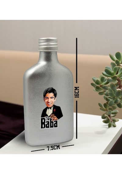 Bk Gift Kişiye Özel The Baba Karikatürlü Gümüş Tasarım Cam Şişe Kolonya 200 ML 1