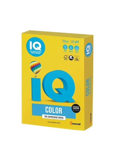Iq Renk.kağ. A-4/160gr/250 Li Koyu Sarı