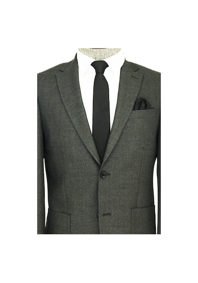 Wessi Kendinden Desenli Slim Fit Sivri Yaka Gri Erkek Ceket 001