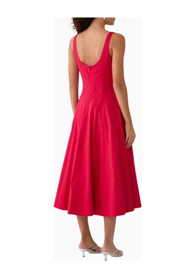 Staud Wells Dress, Midi A - Kesim Elbise, Günlük Ve Özel Etkinlikler Için Şık Kırmızı