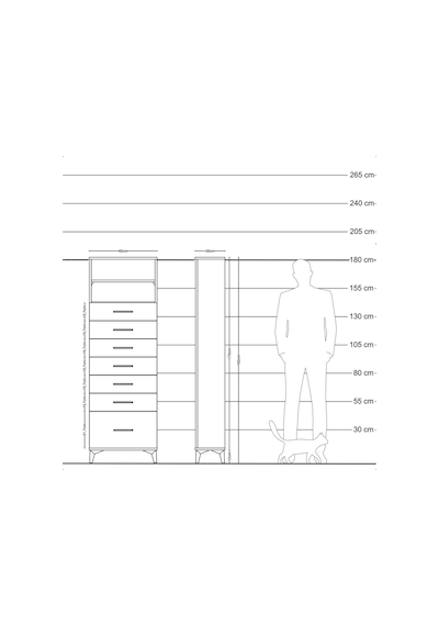 Arges Dolap 2 Raflı 7 Çekmeceli 60x30x182 Aytaşı-antrasit Aytaşı