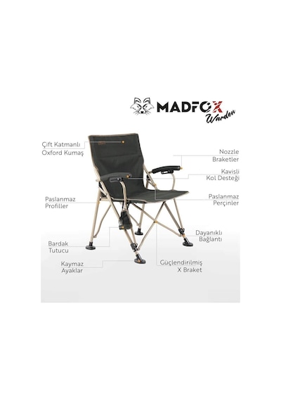 Madfox Warden Katlanır Kamp Sandalyesi Çok Renkli