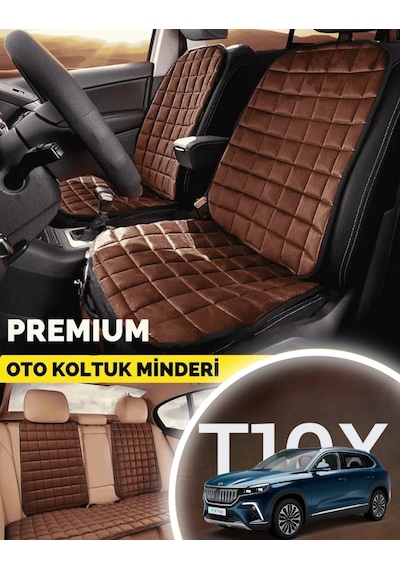 Togg T10x Koltuk Minderi Ortopedik Cepli Araç Ve Kılıf Seti Tam Uyumlu, Taba Renk, Konforlu Tasarım