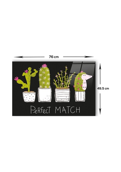 Cam Ocak Arkası Koruyucu | Perfect Match-Siyah Fon| 49,5cm x 76cm